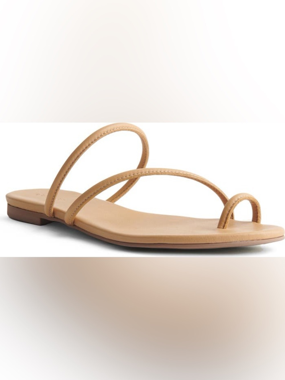 Reformation Ludo Strappy Flat Three-Strap Toe-Loop Sandals in Tan Size 9.6